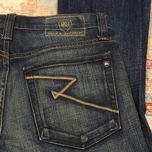 ROCK & REPUBLIC Men's Distressed Denim Blue Jeans Size 34 X 32